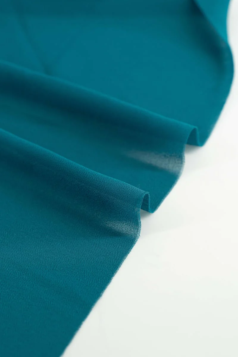 Georgette liso azul océano - Image 3
