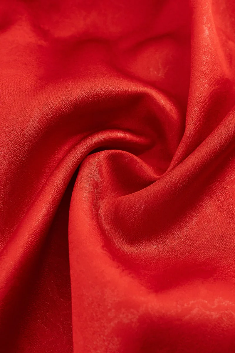Raso mikado abstracto rojo intenso - Image 3