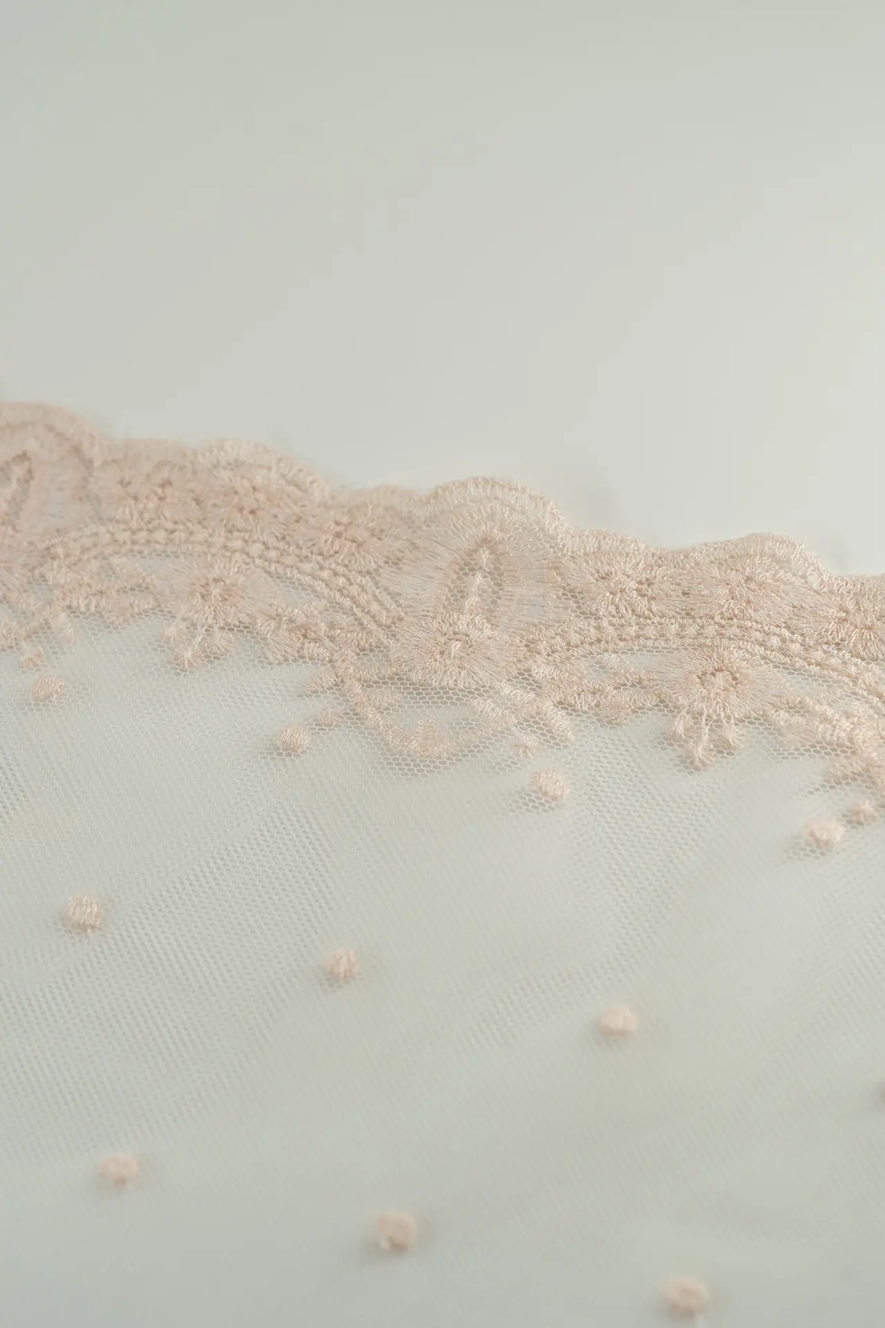 Tul bordado plumeti rosa cenefa estrecha - Image 4